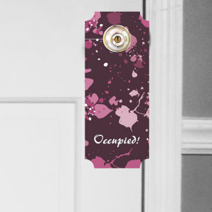 Artistic Pink Paint Splatter Your Text Door Hanger