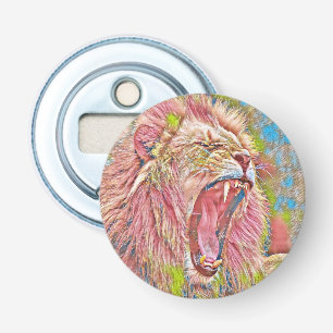 Artistic pink roaring lion bottle opener