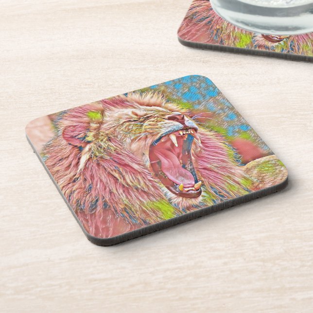 Artistic pink roaring lion coaster (Left Side)