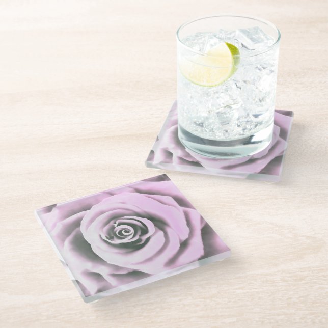 Artistic Pink Rose  rb Glass Coaster (Angled)