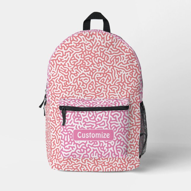 Artistic Pink Turing Pattern Printed Backpack (Front)