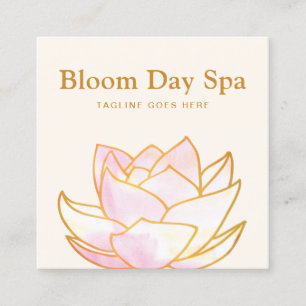 Artistic Pink Watercolor Lotus Flower Floral Square Business Card