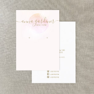 Artistic Pink Watercolor Script  Earring Display B Business Card