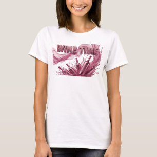 Artistic Pink WINE TIME Statement Tee