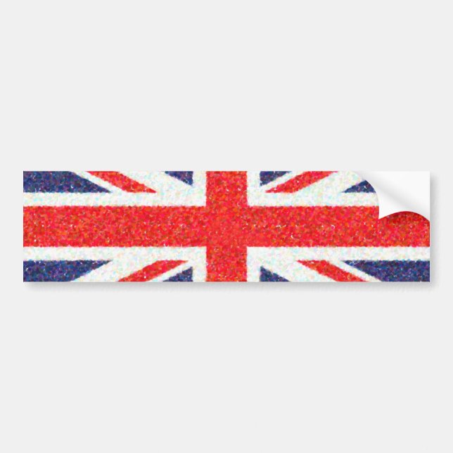 Artistic Pointillist UK Union Jack Flag Bumper Sticker (Front)