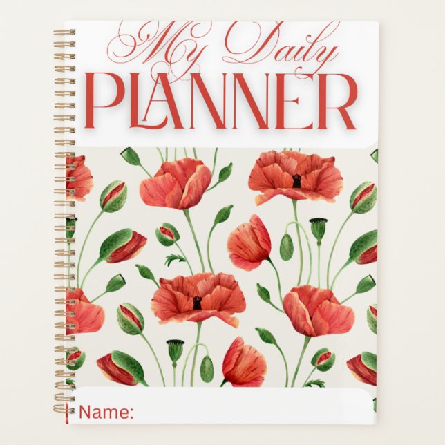 Artistic Poppy Field Daily Schedule Planner (Front)
