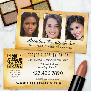 Artistic Portfolio Gold Watercolor Beauty Business Card