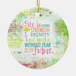 Artistic Proverbs 31:25 Ceramic Tree Decoration