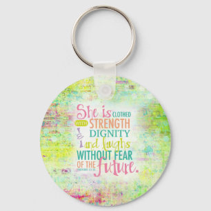 Artistic Proverbs 31:25 Key Ring