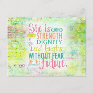 Artistic Proverbs 31:25 Postcard