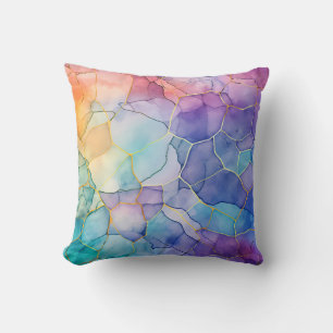 Artistic Rainbow Alcohol and Ink   Cushion