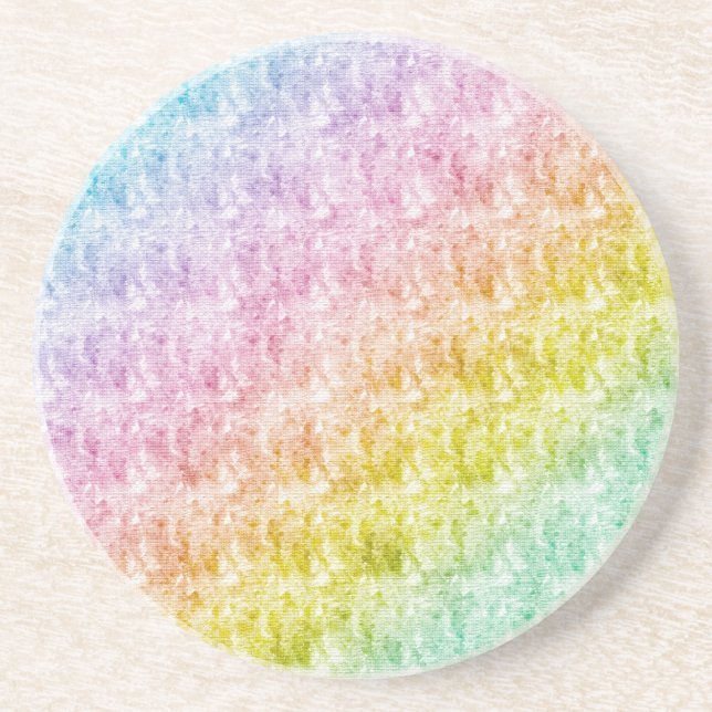 Artistic Rainbow Colours Striped Pattern Coaster (Front)