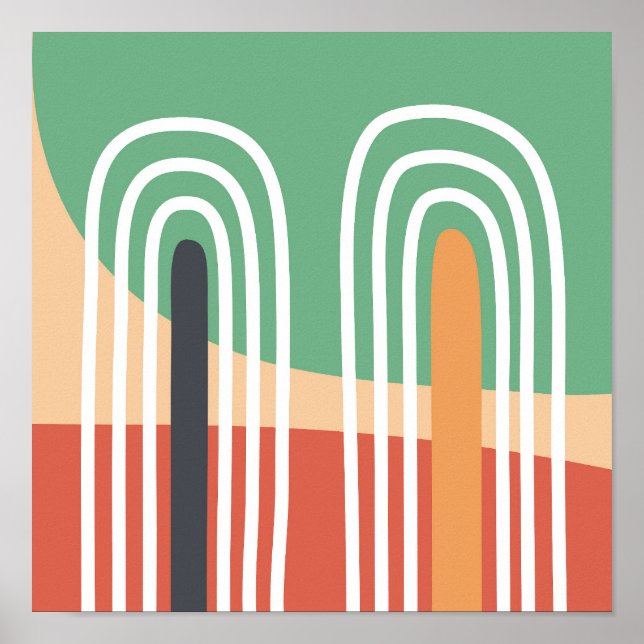 Artistic rainbow drawing, boho art  poster (Front)