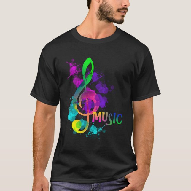Artistic Rainbow Music Note T-Shirt (Front)