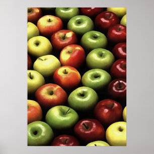 Artistic Red and Green Apples Displayed Poster