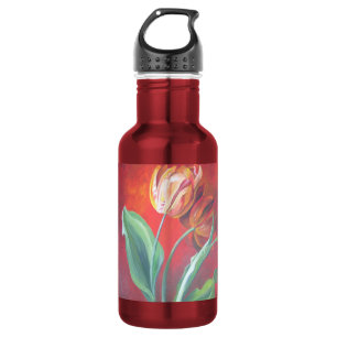 Artistic Red and Yellow Tulips 532 Ml Water Bottle