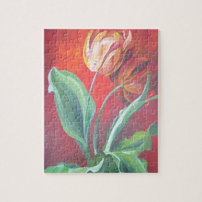 Artistic Red and Yellow Tulips Jigsaw Puzzle (Vertical)