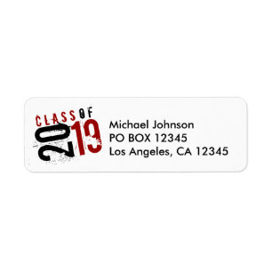 Artistic Red, Black and White Class of 2019 Return Address Label