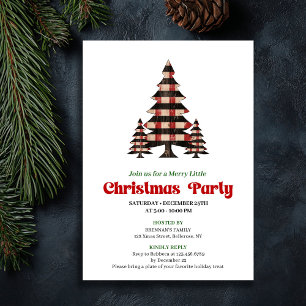 Artistic Red Black Plaid Christmas Tree Invite