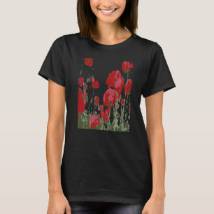Artistic Red Flowers Of Recollection Vector T-Shirt