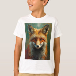 Artistic Red Fox Portrait – Vibrant Oil Painting T-Shirt