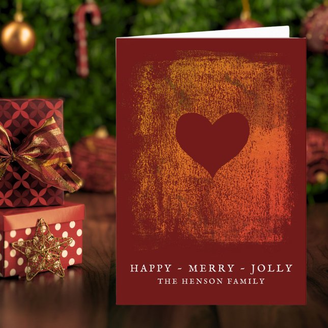 Artistic Red Heart Drawing Family Christmas Holiday Card (Creator Uploaded)