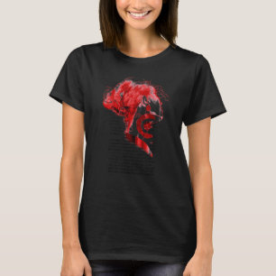 Artistic Red Lady With Large Earrings & Messy Bun T-Shirt