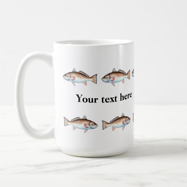 Artistic Redfish in a Line Personalised Mug (Left)