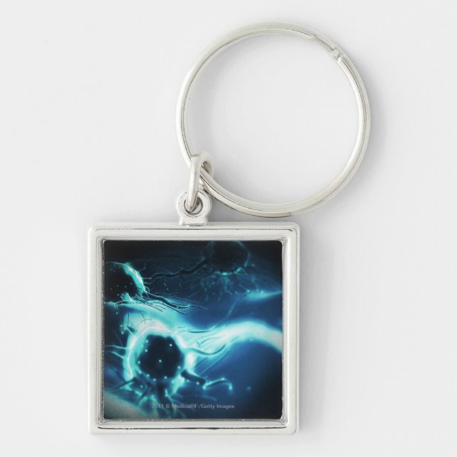 Artistic rendering of cancer cells key ring (Front)