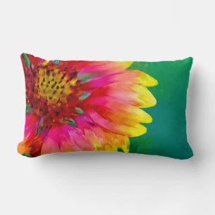 Artistic rendition of Indian Blanket flower Lumbar Cushion