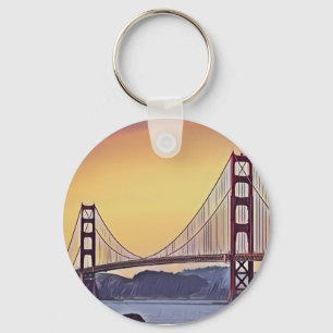 Artistic Rendition of the Golden Gate Bridge Keych Key Ring
