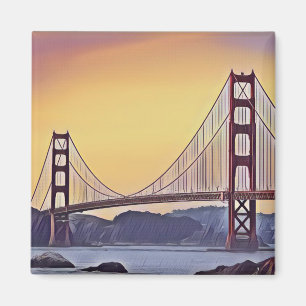 Artistic Rendition of the Golden Gate Bridge Magnet