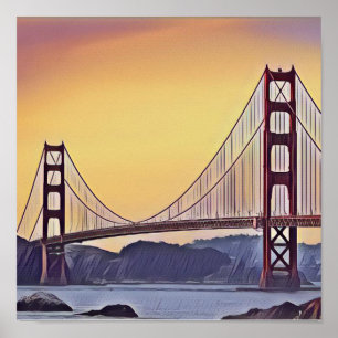 Artistic Rendition of the Golden Gate Bridge Poster