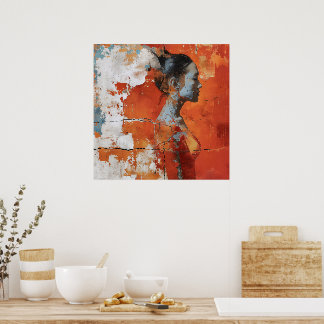 Artistic representation showing a woman in profile poster