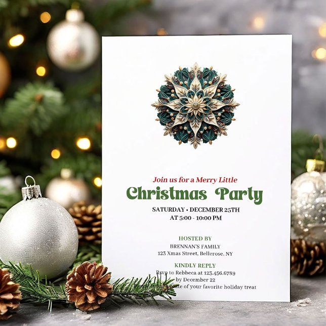 Artistic retro Christmas snowflake party invites (Artistic retro Christmas angel party invitation

)