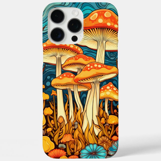 Artistic Retro Mushroom Forest Illustration Case-Mate iPhone Case (Back)