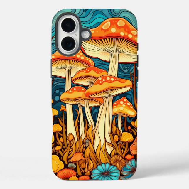 Artistic Retro Mushroom Forest Illustration Case-Mate iPhone Case (Back)