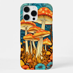 Artistic Retro Mushroom Forest Illustration iPhone 16 Pro Max Case