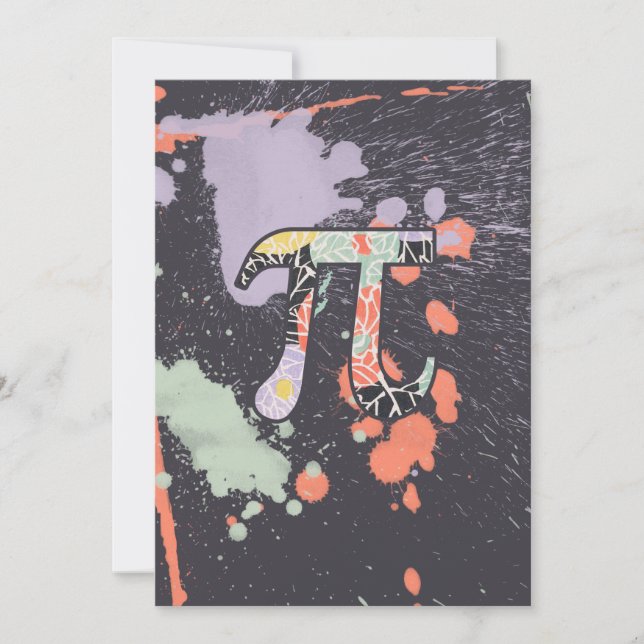 Artistic Retro Pi Day Invitation (Front)