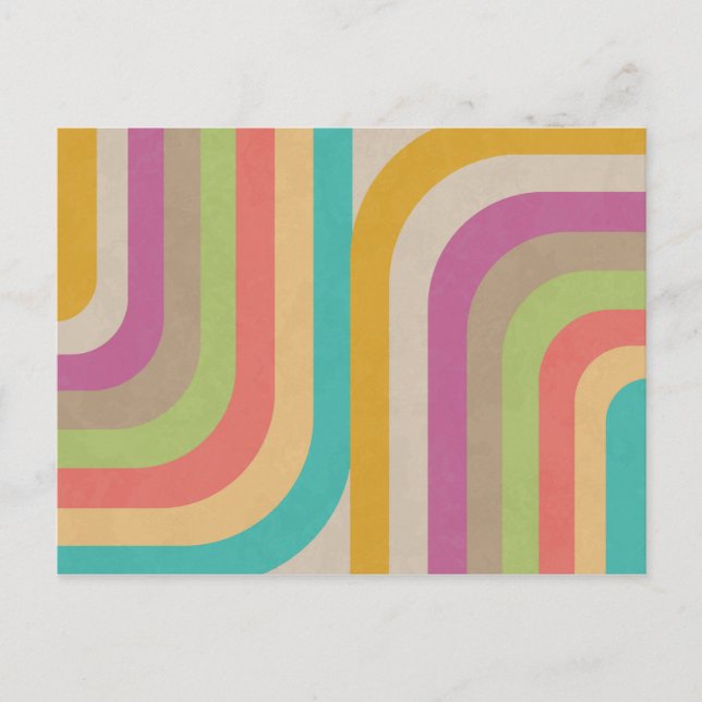 Artistic Retro Rainbow Groove Pattern Postcard (Front)