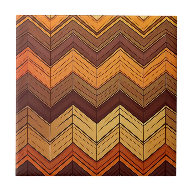 Artistic Retro Style Chevron  Ceramic Tile (Front)