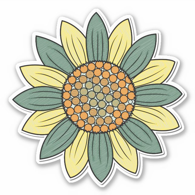 Artistic Retro Sunflower Illustration Art (Front)