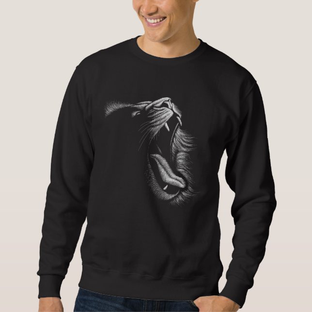 Artistic roaring lion head Sweet hand drawn tie Sweatshirt (Front)