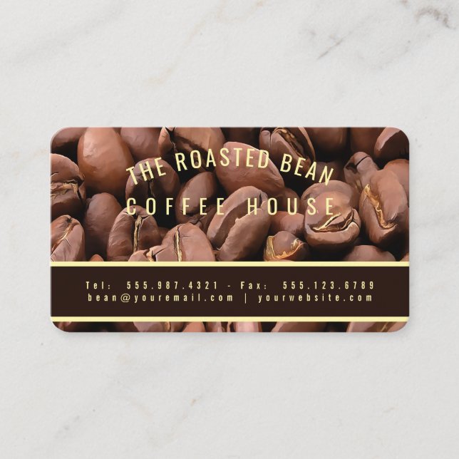 Artistic Roasted Coffee Beans Business Card (Front)