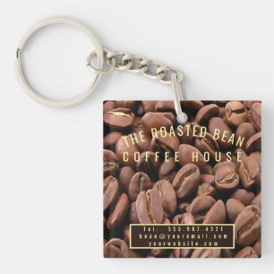 Artistic Roasted Coffee Beans Business Card Key Ring