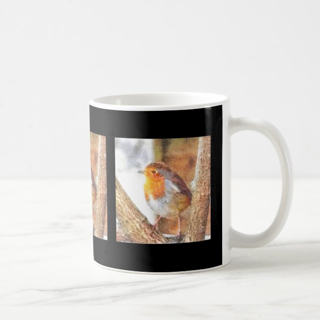 Artistic Robin Redbreast Perched  Coffee Mug (Right)