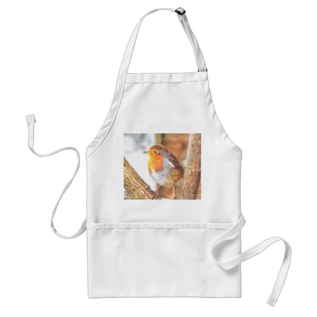 Artistic Robin Redbreast Perched  Standard Apron (Front)