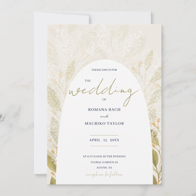 Artistic Romantic Green Tea Watercolor Invitation (Front)