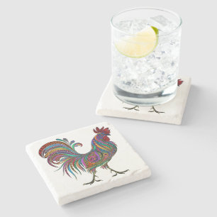 Artistic Rooster Design Coaster