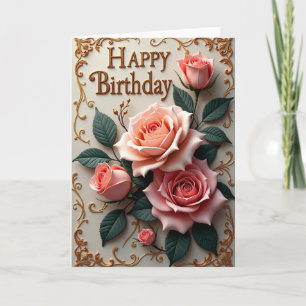 Artistic Rose Birthday Card